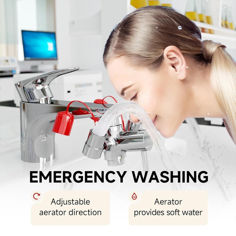 ARRISEA Eye Wash Kit Faucet Mounted Eye Wash Station Sink Attachment Emergency Eye Wash Kit with Adjustable Aerated 5X Common Sink Adapter - Image 4